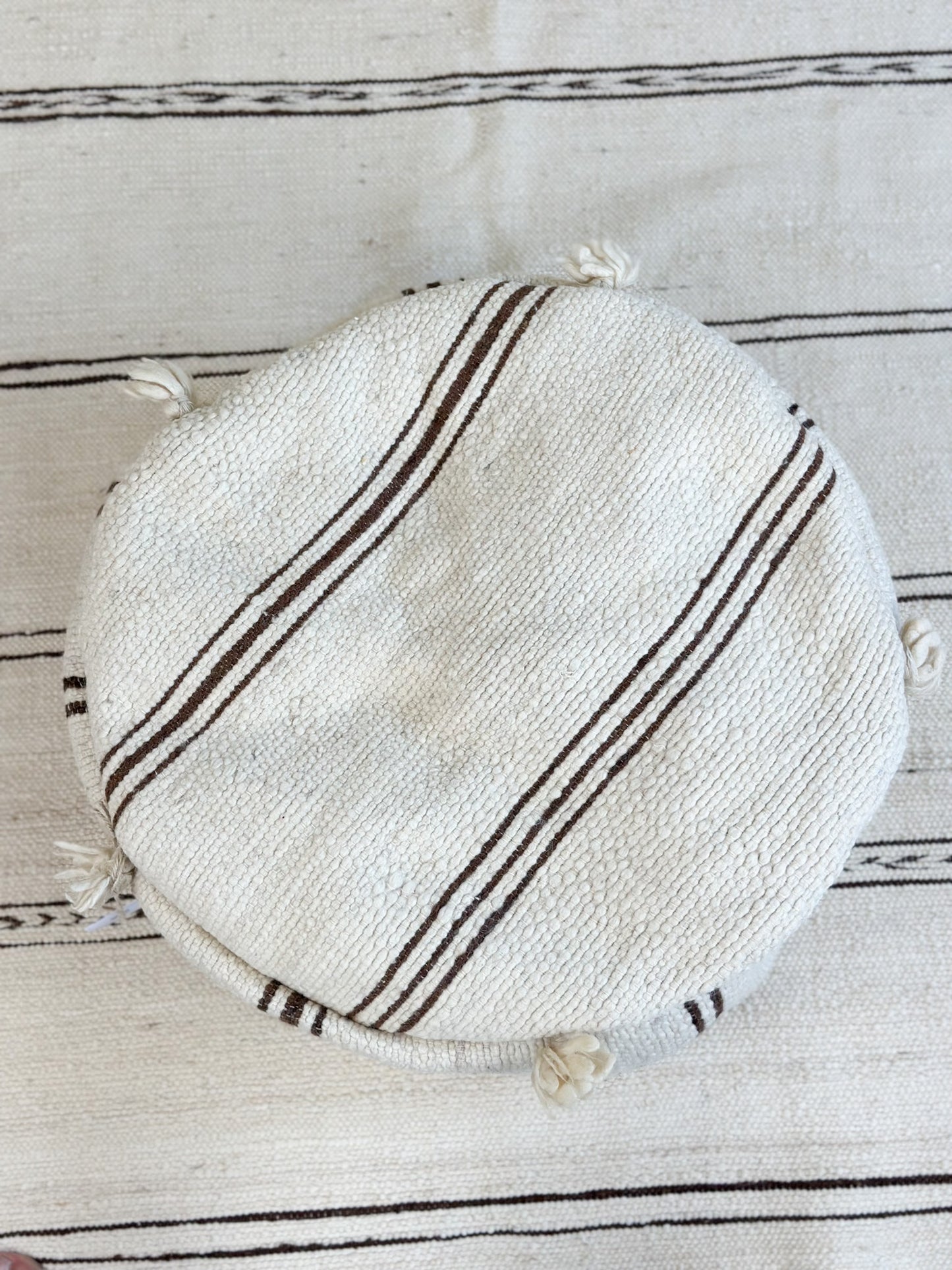 Boho Vintage Pouf Bezug – Handgemachte Marokkanische Sitzkissenhülle